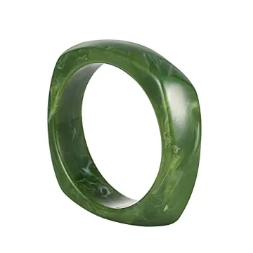 Colorful Acrylic Resin Bangle Bracelet Tortoiseshell Acetate Plate Cuff Bracelet Wristbands Retro Wide Irregular Geometric Plastic Bracelet for Women Jewelry-green