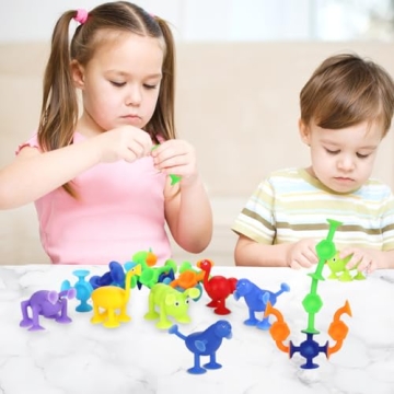 Bath Toys 27 PCS Suction Toys Sensory Toys for Kids Ages 4-8 Boys Girls Stress Release Toys Travel Toys Suction Cup Toys Silicone