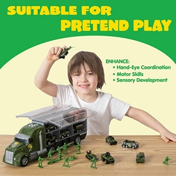 Amazing JOYIN Military Truck Set with Lights and Sounds