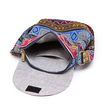 OPQRSTU Women's Retro Small Size Canvas Shoulder Bag Hippie Crossbody Handbag Casual Tote (Rose red)