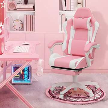 MoNiBloom Gaming Chair with Headrest & Lumbar Support Ergonomic Computer Racing Chair with Footrest,...