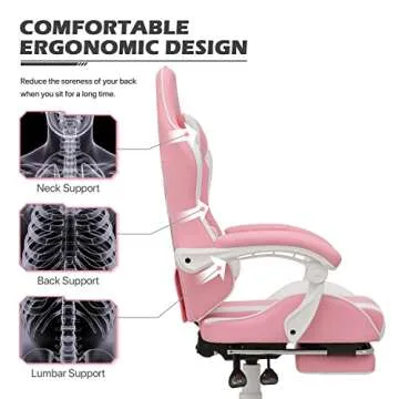 MoNiBloom Gaming Chair with Headrest & Lumbar Support Ergonomic Computer Racing Chair with Footrest, Adjustable Hight Leather Swivel Computer Chair for Adult Teen Office or Gaming