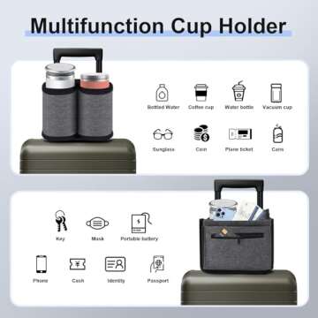 Luggage Cup Holder for Suitcases Free Hands, Travel Accessories, Luggage Cup Caddy Gifts, Beverage H...