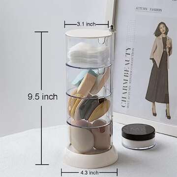 YIEZI 4-Layers Clear Jewelry Organizer, 360° Rotatable Small Cute Acrylic Jewelry Box for Hair Clip...