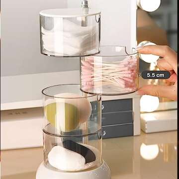 YIEZI 4-Layers Clear Jewelry Organizer, 360° Rotatable Small Cute Acrylic Jewelry Box for Hair Clip, Hair Tie, Earring, Necklace, Bracelet, Ring, Hair Accessories Holder for Girls