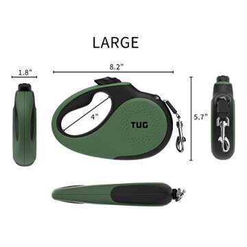 TUG 360° Tangle-Free Retractable Dog Leash | 16 ft Strong Nylon Tape | Ergonomic Handle, One-Handed...