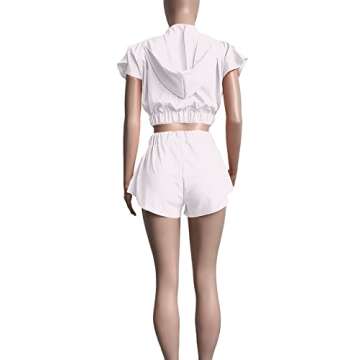 LYANER Women's Two Piece Outfit Set Hoodies Zip Up Crop Top and Shorts Sweatsuit