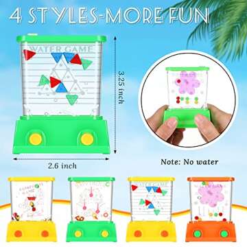 Gejoy 4 Pieces Easter Basket Stuffers Water Games Handheld for Kids Mini Waterful Ring Toss Retro Pa...