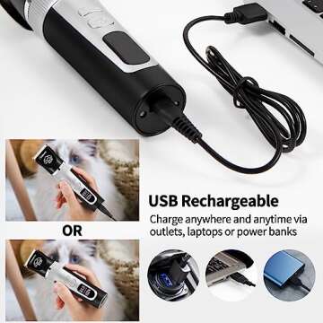 Dog Clippers, Cordless Low Noise Rechargeable Electric Dog Grooming Clipper Kit, Adjustable Clipper Comb & Detachable Blades Dog Trimmer, Suitable for Dogs, Cats, Pets