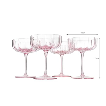 Flower Vintage Wavy Petals Glass Coupes - Elegant Drinkware