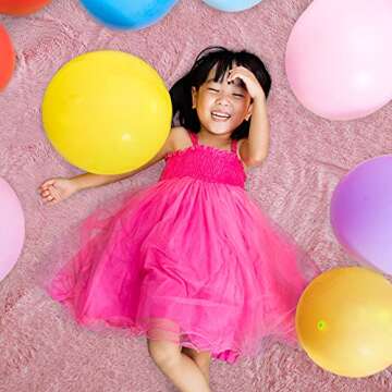 Keeko Premium Fluffy Pink Area Rug for Bedroom, 4x5.3 Cute Shag Fuzzy Rugs for Living Room Ultra Sof...