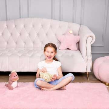 Soft Keeko Pink Area Rug for Kids' Rooms and Decor