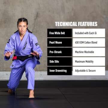 Elite Sports Ultra-Light Women's BJJ GI - IBJJF Jiu-Jitsu GI for Girls and women (See Special Sizing Guide)