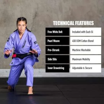 Elite Sports Ultra-Light Women's BJJ GI - IBJJF Jiu-Jitsu GI for Girls and women (See Special Sizing Guide)