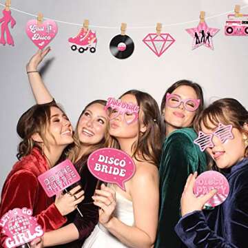 Last Disco Bachelorette Party Decorations 25pcs Last Disco Bachelorette Photo Booth Props Hot Pink C...