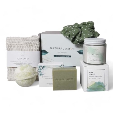 Natural Amor Spa Gift Set for Women - 5pc Peppermint Forest Bath Essentials