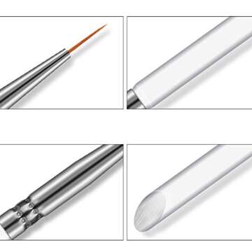 Tinsow 3pcs Professional Nail Art Brush Set Liner Pens Striping Brushes for Short Strokes, Details, Blending, Elongated Lines etc (Transparent)