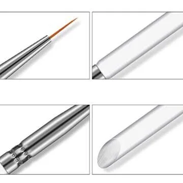 Tinsow 3pcs Professional Nail Art Brush Set Liner Pens Striping Brushes for Short Strokes, Details, Blending, Elongated Lines etc (Transparent)