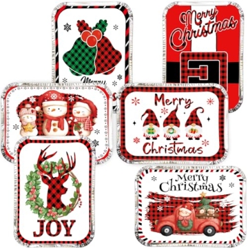 WorldBazaar Christmas Aluminum Leftover Containers 36PCS Watercolor Christmas Food Storage Container...