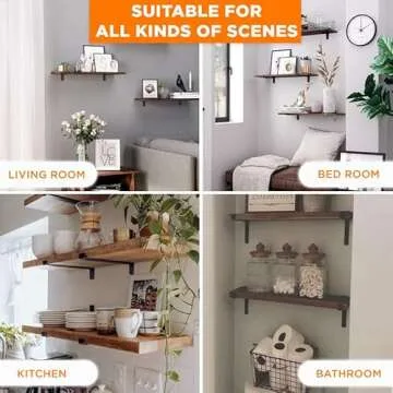 BATODA 12” Shelf Brackets with Lip (Match 11.25" Board) - 8 Pcs Z Shelf Bracket Black - Heavy Duty Hook Brackets for Shelves - Wall Mounted Support for DIY - Shelving Hardware Included (Pack 8)