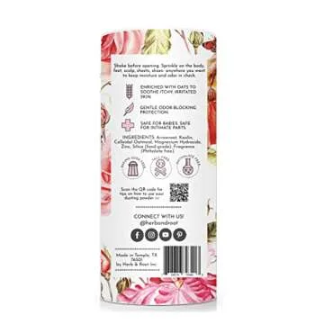 Herb & Root Rose Scented Fragrant Talc-Free Dusting Powder for Women, Feminine Powder, Body Powder, Bath Powder, Anti-Chafing Powder, Baby Powder, 6 oz