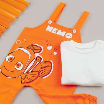 Finding Nemo Cotton Baby Overall Romper With Long Sleeve Tshirt For Newborn Infant – 2 PIECES - Bo...