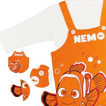 Finding Nemo Cotton Baby Overall Romper With Long Sleeve Tshirt For Newborn Infant – 2 PIECES - Boy Girl (as1, age, 2_years)