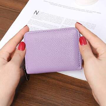 Stylish RFID Leather Wallet for Women - angimi Purple Holder