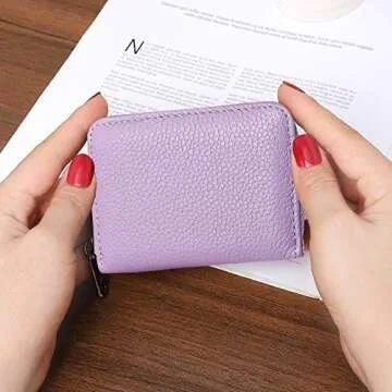 Stylish RFID Leather Wallet for Women - angimi Purple Holder