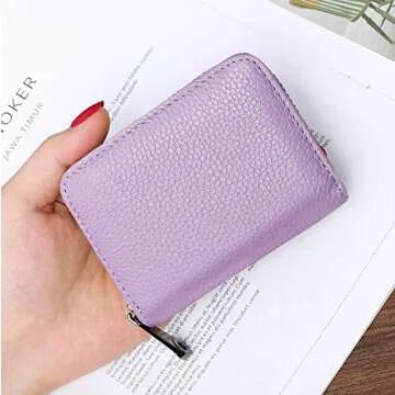 Stylish RFID Leather Wallet for Women - angimi Purple Holder