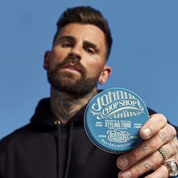 Johnny's Chop Shop Sports & Social Fibre Mens Grooming & Hair Styling Humidity Resistant, Endurance Strong Hold Gel Paste, Beeswax 2.4 oz (Pack of 1)