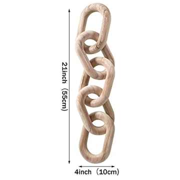 Decorative Wood Link Chain Wooden Chain Decor 5 Link Decoration Chain for Family Party Home Office Decoration Supplies (Wood Color)