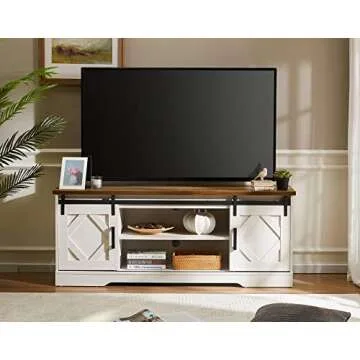 WAMPAT Farmhouse Barn Door TV Stand for Up to 65 inches
