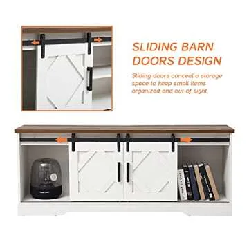 WAMPAT Farmhouse Barn Door TV Stand for Up to 65 inches