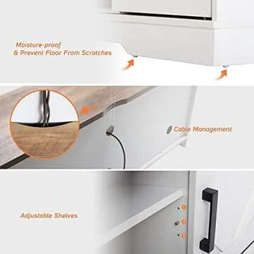 WAMPAT Farmhouse Barn Door TV Stand for Up to 65 inches