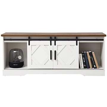 WAMPAT Farmhouse Barn Door TV Stand for Up to 65 inches
