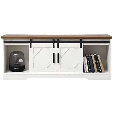 WAMPAT Farmhouse Barn Door TV Stand for Up to 65 inches