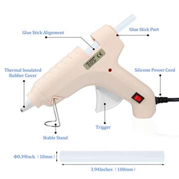 Hot Glue Gun Full Size, Large Glue Gun Kit with 30 Glue Gun Sticks 7/16, Glue Guns for Crafts DIY Arts Quick Home Repairs, 40W, Beige