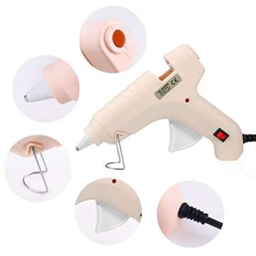 Hot Glue Gun Full Size, Large Glue Gun Kit with 30 Glue Gun Sticks 7/16, Glue Guns for Crafts DIY Arts Quick Home Repairs, 40W, Beige