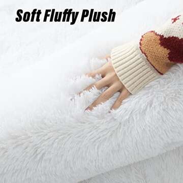 Maxsoft M Fluffy Shag Bedroom Rug, 4x6 Feet White Area Rugs for Living Room Nursery Bedside, Fuzzy P...