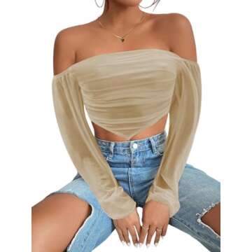 Avanova Off Shoulder Crop Top - Chic Khaki Style