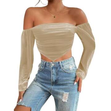 Avanova Off Shoulder Crop Top - Chic Khaki Style