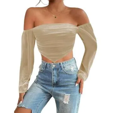 Avanova Off Shoulder Crop Top - Chic Khaki Style