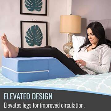 DMI Leg Wedge Pillow for Back Pain Relief (FSA Eligible) | High-Density Foam | Bed Wedge Pillow For Legs Elevation | Knee Pain, Post Surgery Pillow | Circulation and Swelling | Pregnancy | Blue