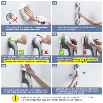 TAILINK Shower Grab Bar Suction Cup Safety Handrail 16-Inch