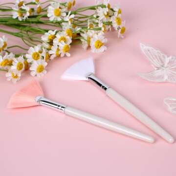 2 Pcs Fan Brush Facial Mask Brush Soft Makeup Mask Applicator Brushes Tools Facial Brushes Acid Applicator Esthetician Brush for Women Girls Mud Clay Mask, Makeup Peel, Purple & Pink Brush