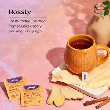 Yogi Tea Rich & Robust Morning Vitality Tea - 16 Tea Bags per Pack (4 Packs) - Organic Adaptogen Tea Perfect for the Morning - Includes Puerh Tea Leaf, Roasted Chicory Root, Cinnamon Bark & More