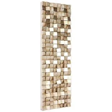 Empire Art Direct Textured II Rugged Blocks with Gold Leaf, 3D Wood Wall Art, Ready to Hang, 72" x 22", Living Room,Bedroom