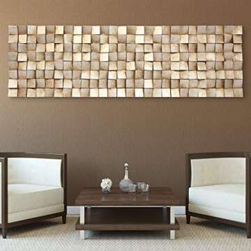 Empire Art Direct Textured II Rugged Blocks with Gold Leaf, 3D Wood Wall Art, Ready to Hang, 72" x 22", Living Room,Bedroom