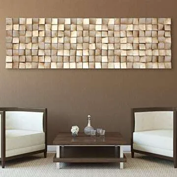 Empire Art Direct Textured II Rugged Blocks with Gold Leaf, 3D Wood Wall Art, Ready to Hang, 72" x 22", Living Room,Bedroom